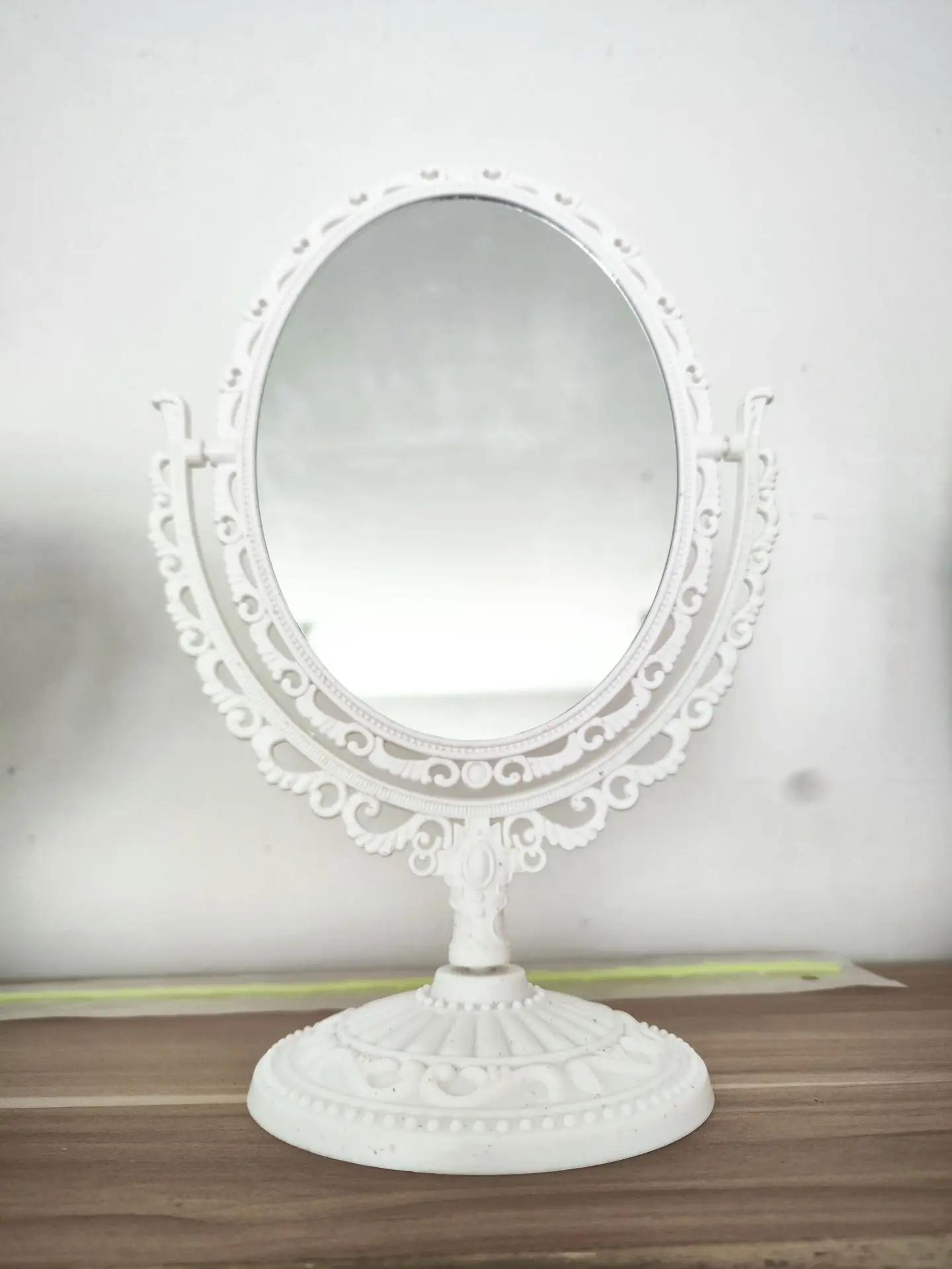 

Винтажное зеркало для макияжа, двухстороннее вращение, минималистичное, милое зеркало для спальни принцессы, европейское настольное зеркало для макияжа