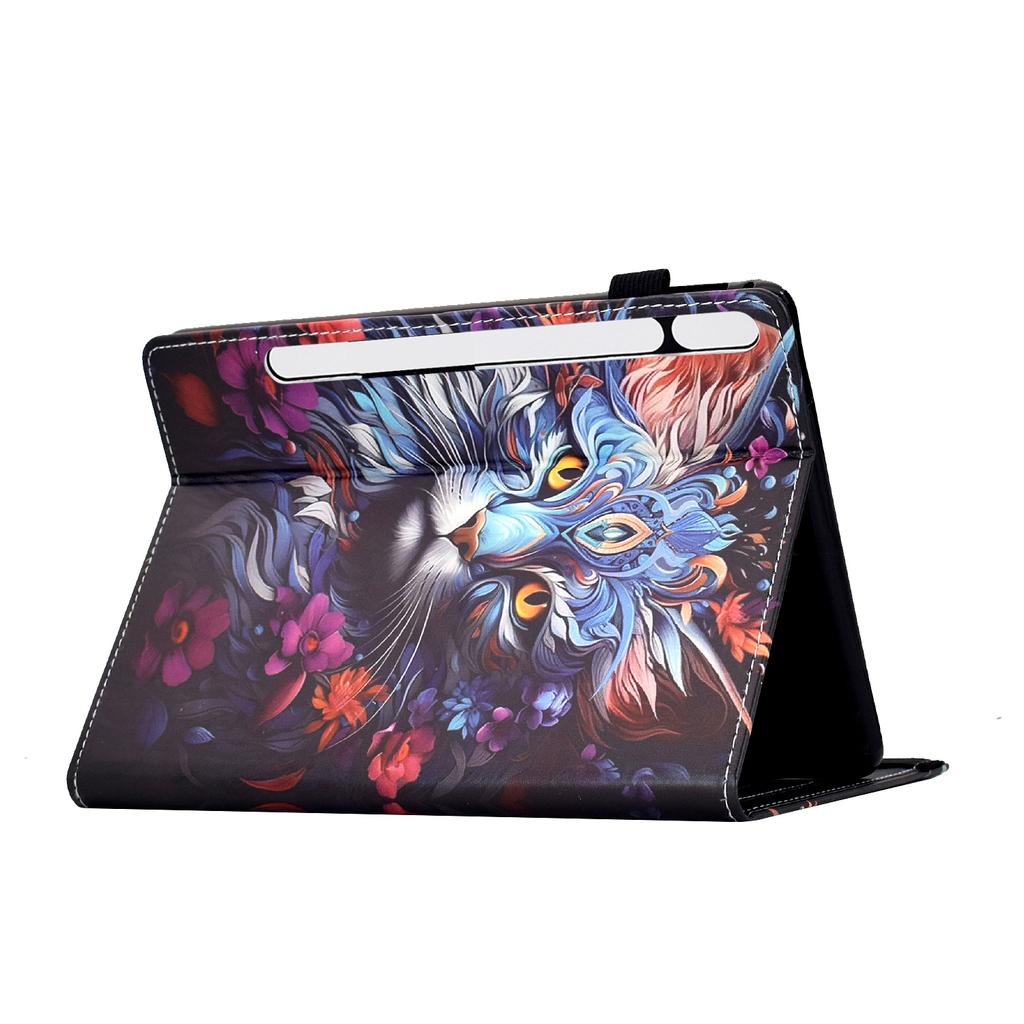 For Samsung Galaxy Tab S10 FE+ Leather Case Pattern Print Card Slots Stand Auto Sleep Wake Tablet Cover