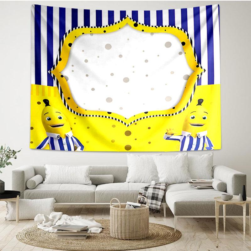 Bananas in Pyjamas Print Tapestry - Portable Wall Decor Cloth, for Home, Dorm, Travel, Bedroom, Living Room - Ideal Birthday Housewarming Gift