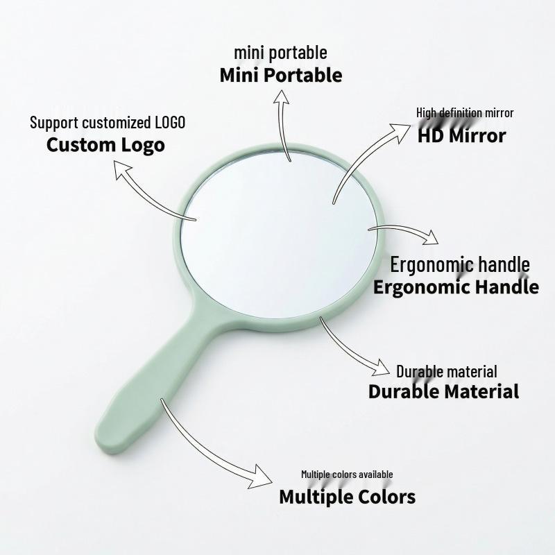 Portable High Definition Round Handheld Makeup Mirror with Handle for Vanity and Beauty Applications