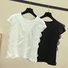 Tee Shirt Lace Patchwork Short Sleeves Loose Pullover O Neck Daily Wear Breathable Women Summer Solid Shirt Fashion Clothing