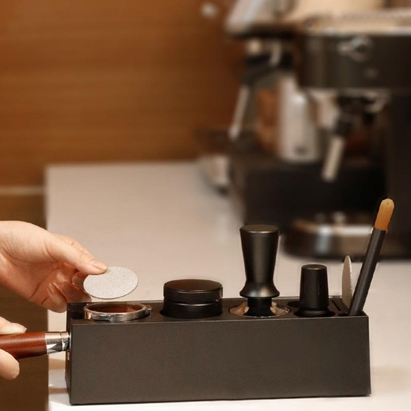 ABS Coffee Portafilter Rack Distributor Holder Convenient Espresso Tamper Mat Stand with Drawer Coffee Accessories