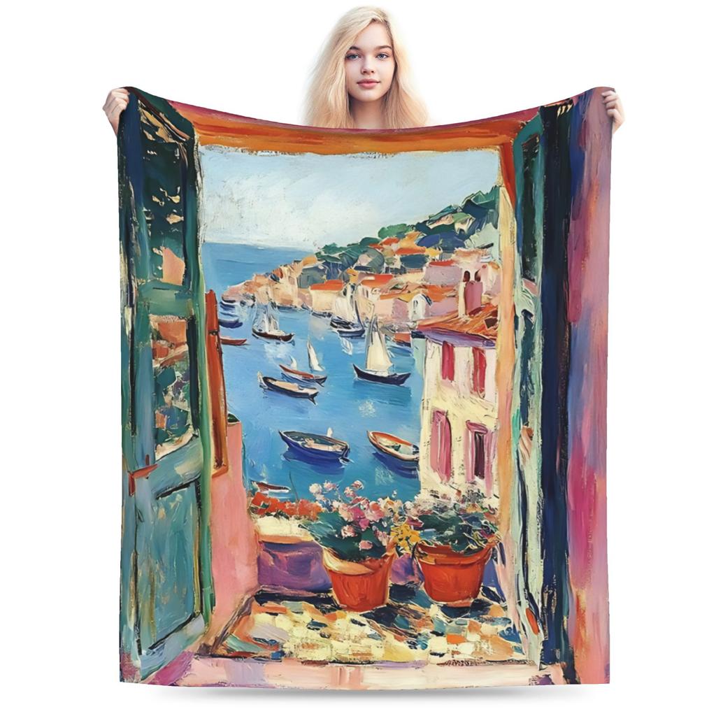 Super Warm Blanket Girls Boys Camping Henri Matisse Style Bedding Throws Flannel Bedspread For Bedroom Graphic Sofa Bed Cover