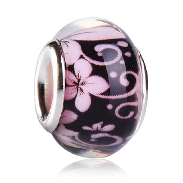 Daisy Flower Round Murano Glass Beads for Charm Bracelet Pendant DIY Jewelry