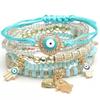 European American Fashion Bohemian Layered Beaded Bracelets Elastic Ethnic Bracelets for Women Female Bangle Bracelet