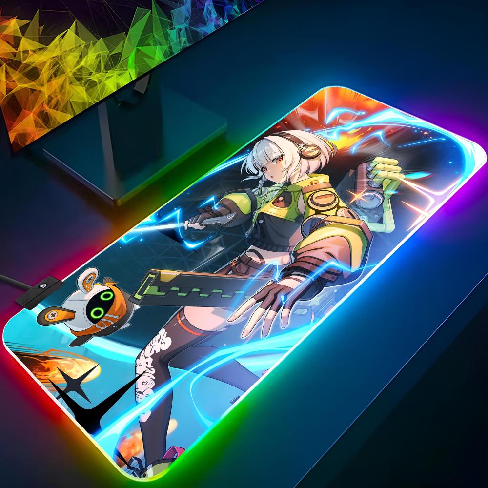 Zenless Zone Zero Mouse Pad Gaming Rgb Mousepad Backlit Animal Keyboard Gamer Girl Xxl Laptop Mat Table Pads Deskpad