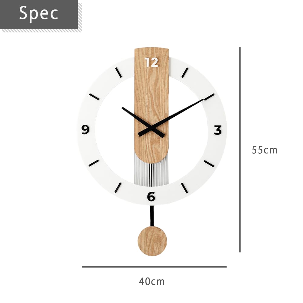 AZNABLE Wooden Wall Clock, Silent, Battery-Operated, with Continuous Second Hand, Stylish Design