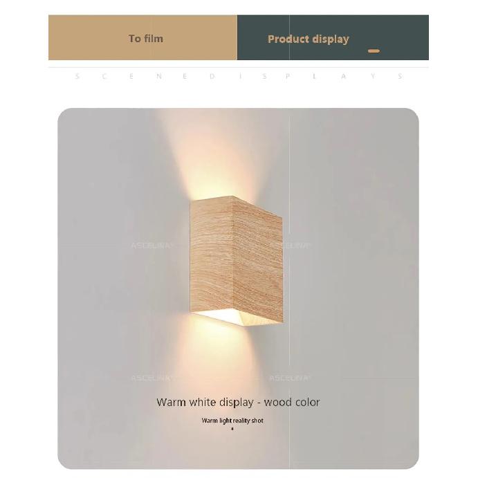 Nordic Wall Lamp Led Up Down Warm Light For Living Room Bedroom Aisle Wall Decor Wood/Walnut Corridor Sconce Decorative Fixture