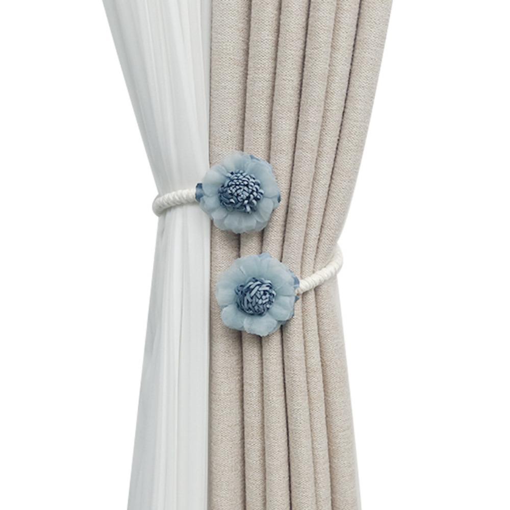 2pcs Flower Shape Floral Curtain Ties No Punch Curtain Fixer Clips Curtain Tieback Bedroom