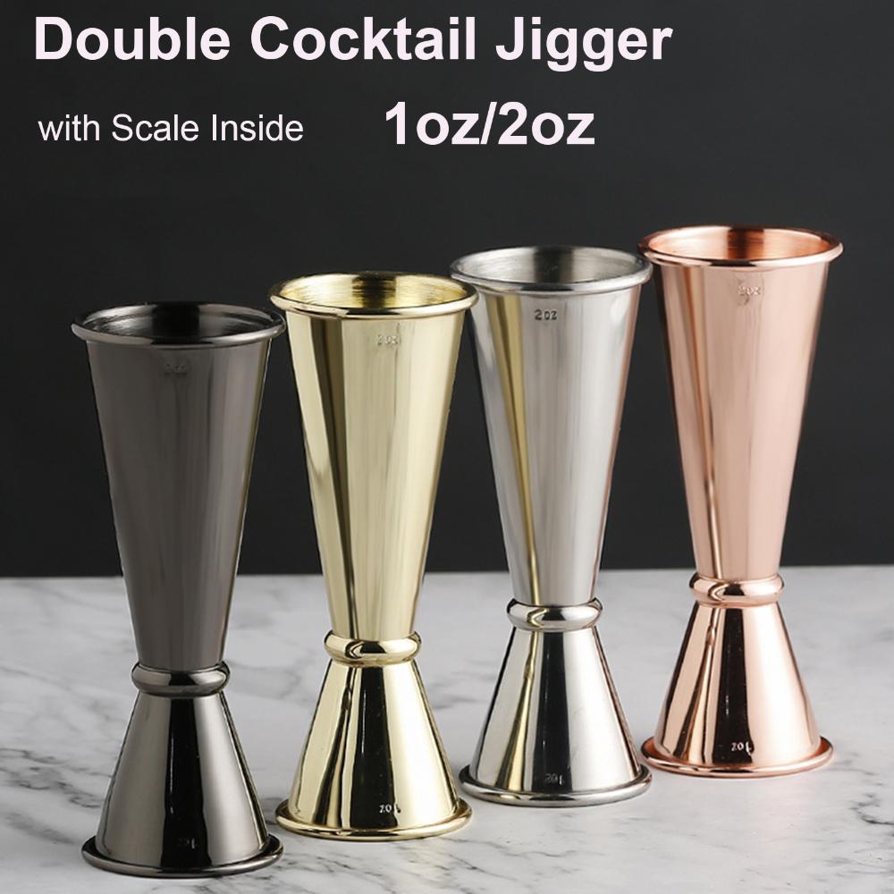 1oz 2oz New Dual Design Measure Cup Double Cocktail Jigger Stainless Steel Japanese Jigger with Measurements Scale Inside