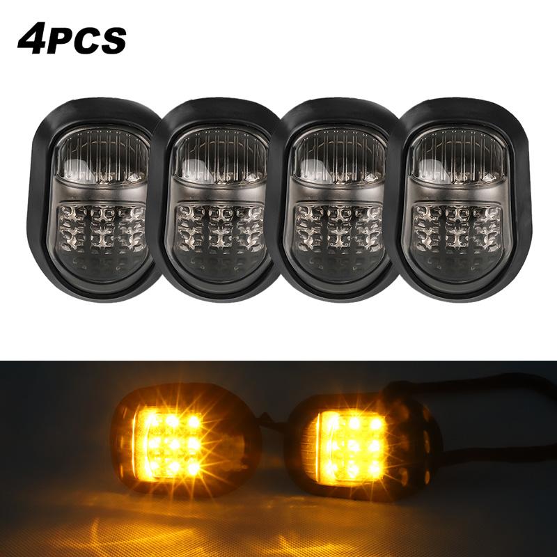 Universal 9 LED Motorcycle Flush Mount Turn Signal Light Flasher Turn Light lamp Motorbike Indicators Blinker Amber Lighting 12V
