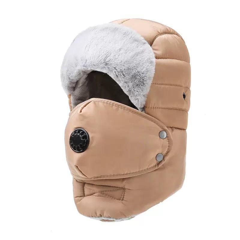 Winter Windproof Unisex Ear Face Covering Beanie With Removable Goggles Warm Thick Fleece Hat Cold Weather Outdoor