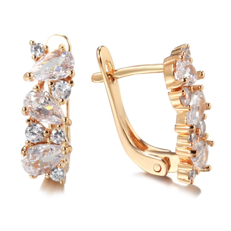 

Trendy personality fashion rose gold earrings women, simple design feeling water drop zircon earrings jewelry