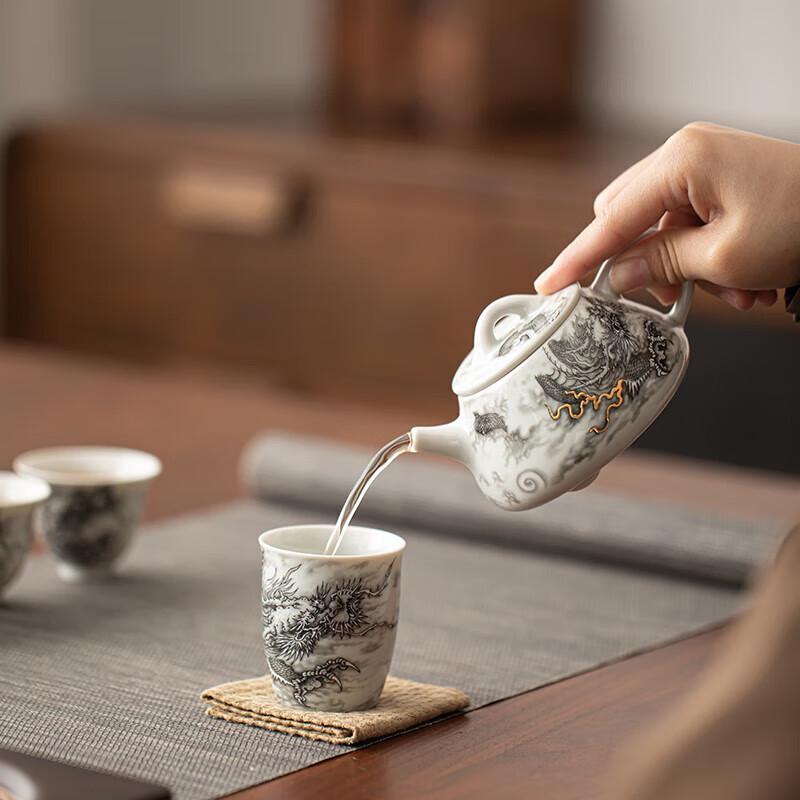Su's Ceramic Ink Dragon Shi Piao Teapot