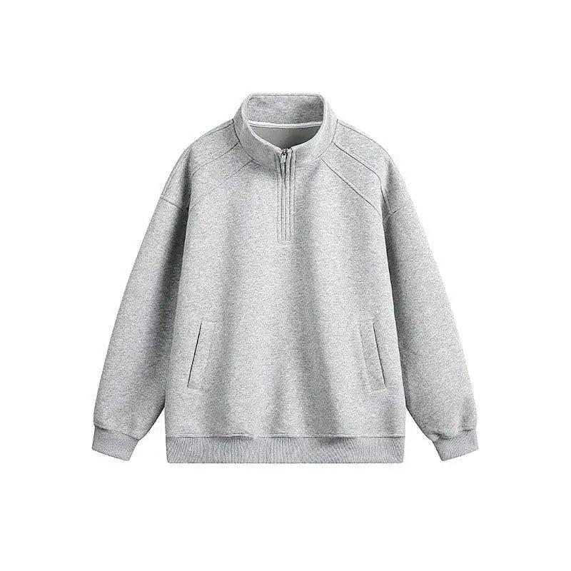 Reine Baumwolle Schweres Gewicht Hohes Gewicht Stehkragen Halber Reißverschluss Sweatshirt Reißverschluss Neues Set Amerikanischer Stil