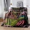 Pink & Black Gothic Collage Print Flannel Blanket, Edgy Witchy Throw Blanket