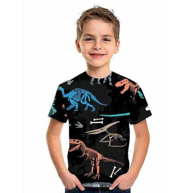 Summer Children's 3D Printed Crew Neck T-Shirt Fashion Versatile Trend Breathable Casual