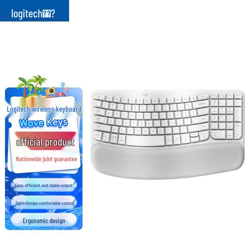 

Logitech Wave Keys Ergonomic Wireless Bluetooth Keyboard