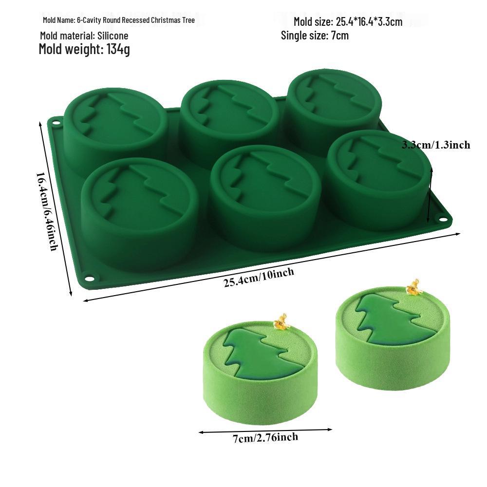 Shenhong Christmas Silicone Mold: 6-Cavity Tree & Santa Decorations for Mousse Cake and Chocolate Baking
