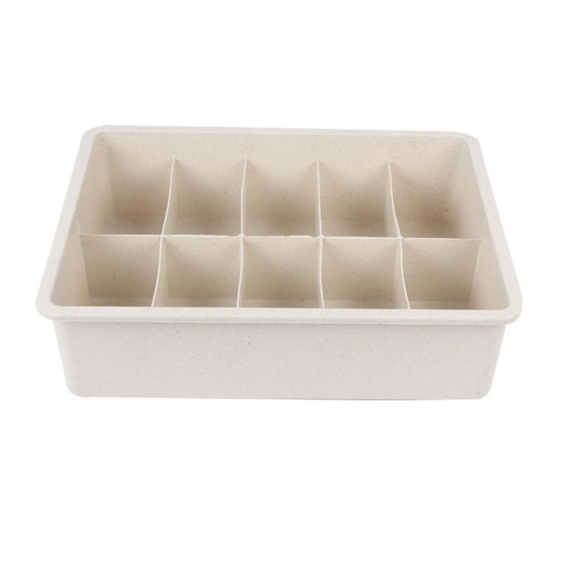 Трехсекционный выдвижной ящик-органайзер с пылезащитными пластиковыми отделениями для нижнего белья и носков для домашнего шкафа бежевый