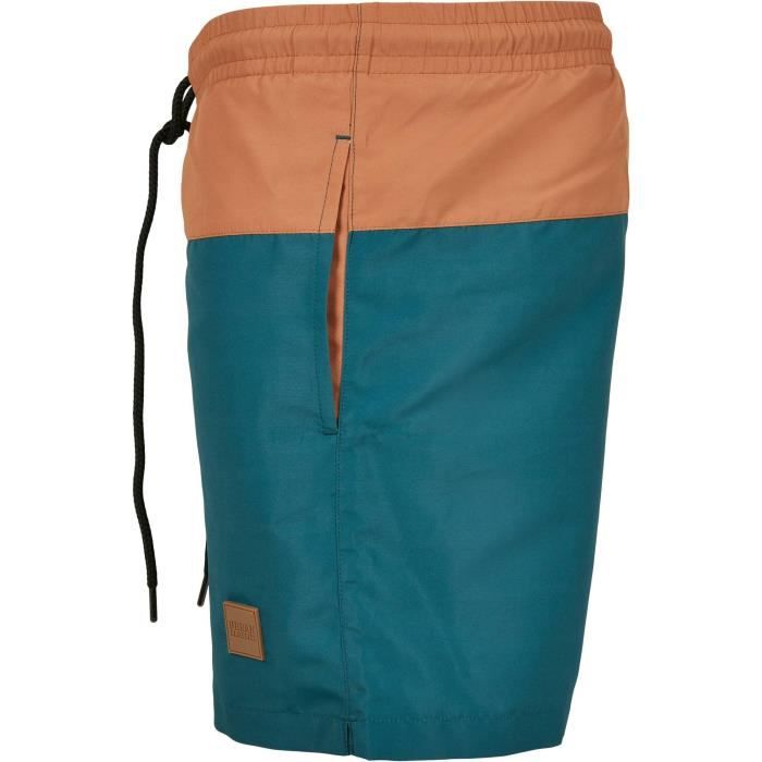 Short De Bain Urban Classics Block - Bleu Canard/orange - S