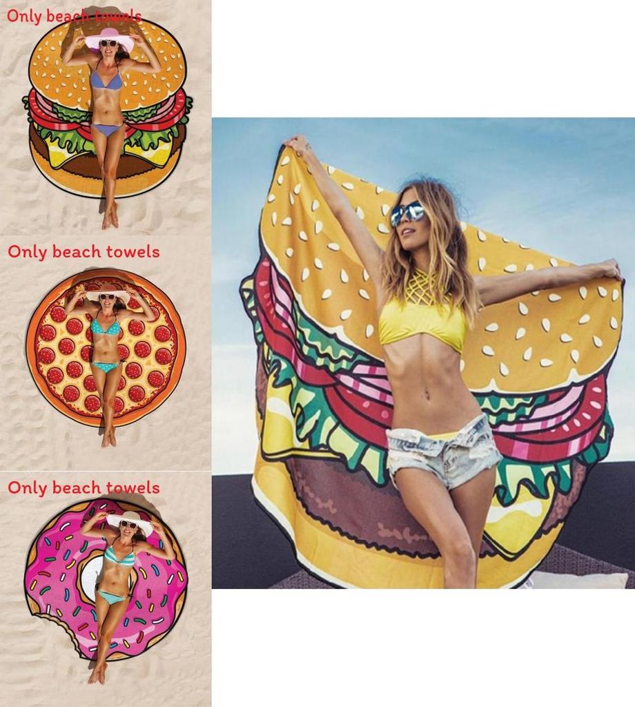 Hamburgers Donuts Pizza Design Strandlaken Voor Kinderen En Volwassenen Met Polyester Stof Voor Zwembad En Strand Gebruik