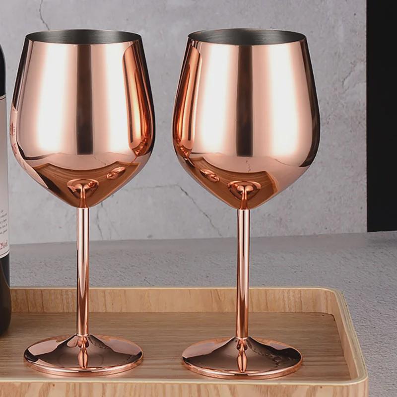 1/2pcs Stainless Steel Cocktail Glasses Red Wine Champagne Glass Drinkware Shatterproof Metal Cups For Home Bar Dinner Party
