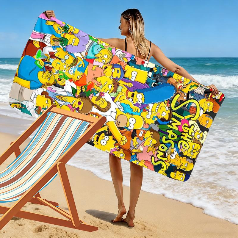 The Simpsons Print Beach Towel, Large Soft Quick Dry Towel for Beach Camping Swimming