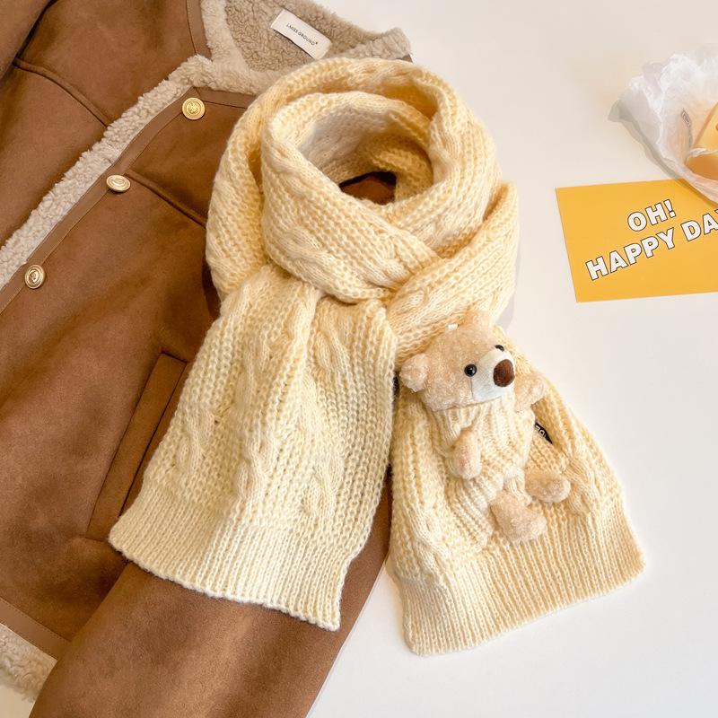 New bear purple scarf women's winter fashion thickened warm knitted scarf student shawl
