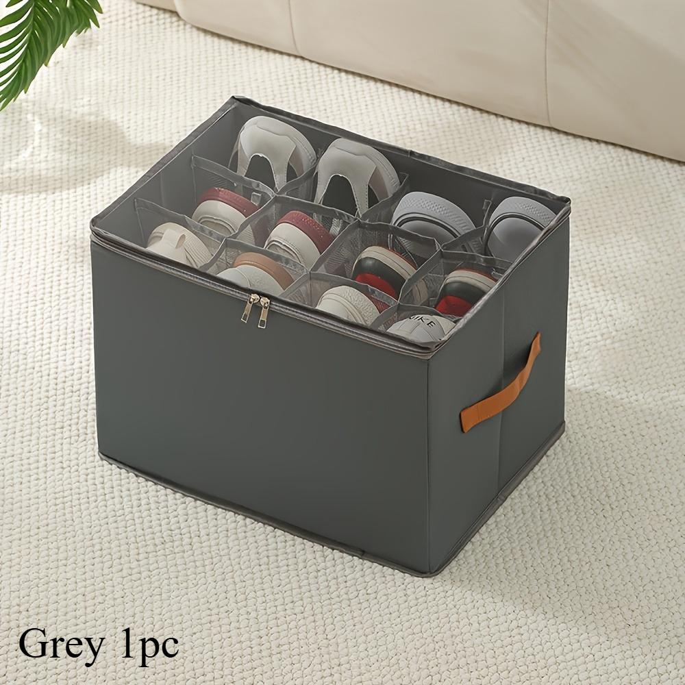 2PC Shoe Organizer 12grids Foldable Oxford Shoe Organizer with Lid Cabinet Organizers Slipper Sneaker Storage Shoe Box Dustproof
