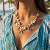 Y2K Dopamine Ocean Theme Necklace for Women Imitation Pearl Starfish Seahorse Conch Pendant Necklace Summer Beach Party Jewelry