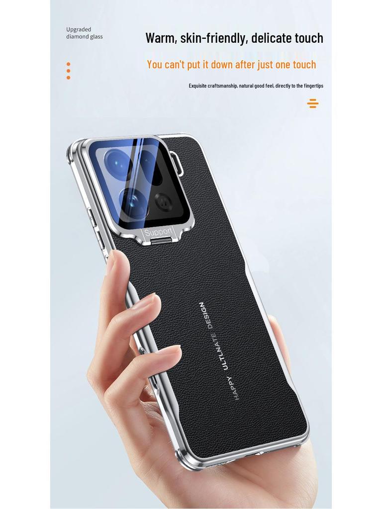 Cross-Border Oppo Find X9 Pro Leather Lens Bracket Airbag Case: High-End Protective Cover for Men & Women
