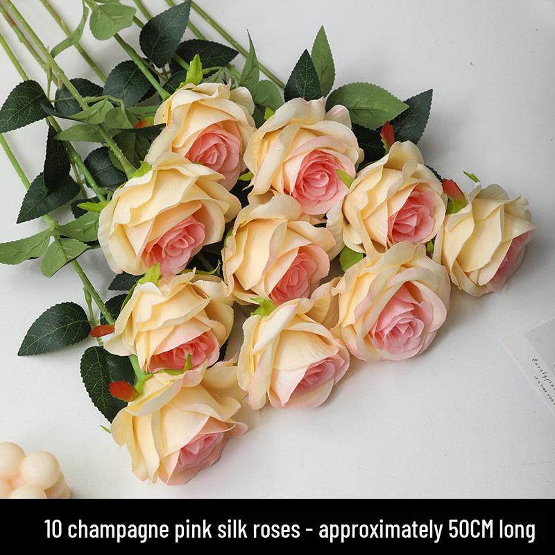 Silk Rose Bouquet: Artificial Flower Arrangement for Home Decor