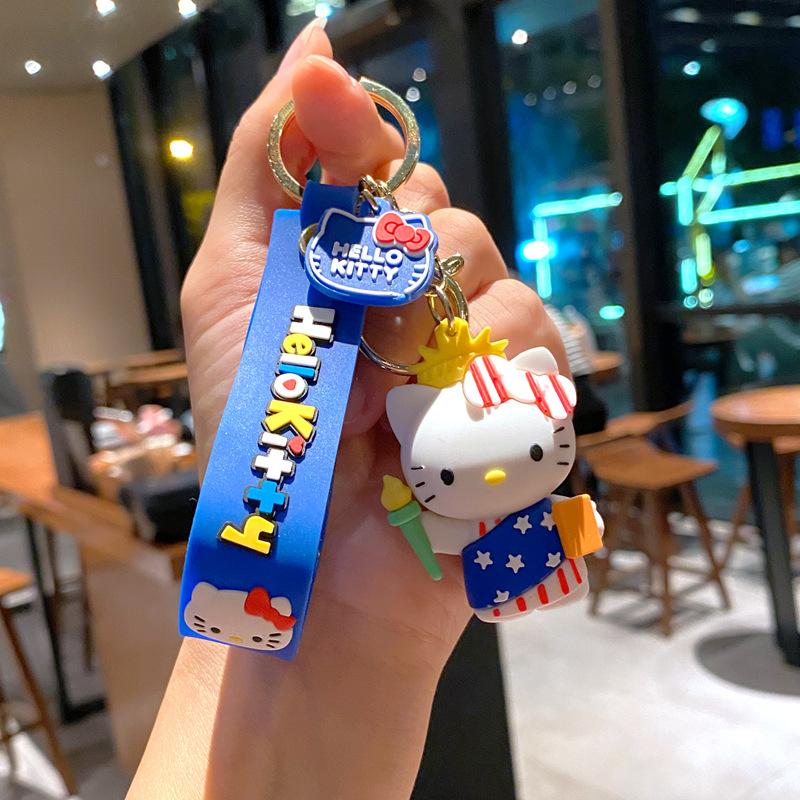 Creative Cartoon Teacup Kt Cat Keychain Hello Kitty Cute Pendant Schoolbag Pendant Girl Student Pendant