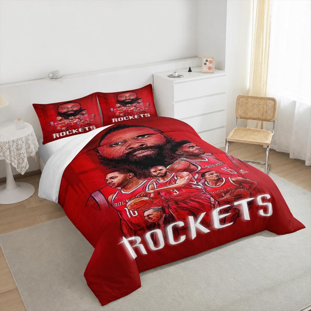 "Red Rockets Team Graphic Art Bedding setBedding Set (1 Duvet Cover, 2 Pillowcases, Duvet Not Included)