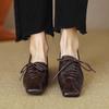 2026 New Style Lace-up Simple Shoes Women's Fashion Neutral Small Single Shoes Niche High-end Sense Thick Heeled Single Shoes