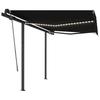 VidaXL Manual Retractable Awning with LED 3.5x2.5 M Anthracite 3070124