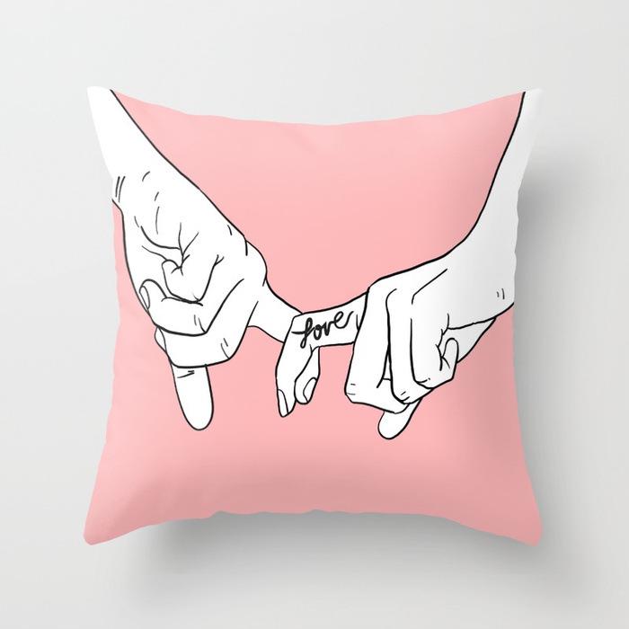 New Ins Style Pink Geometric Love Series Pillowcase Sofa Pillow Car Cushion Cover