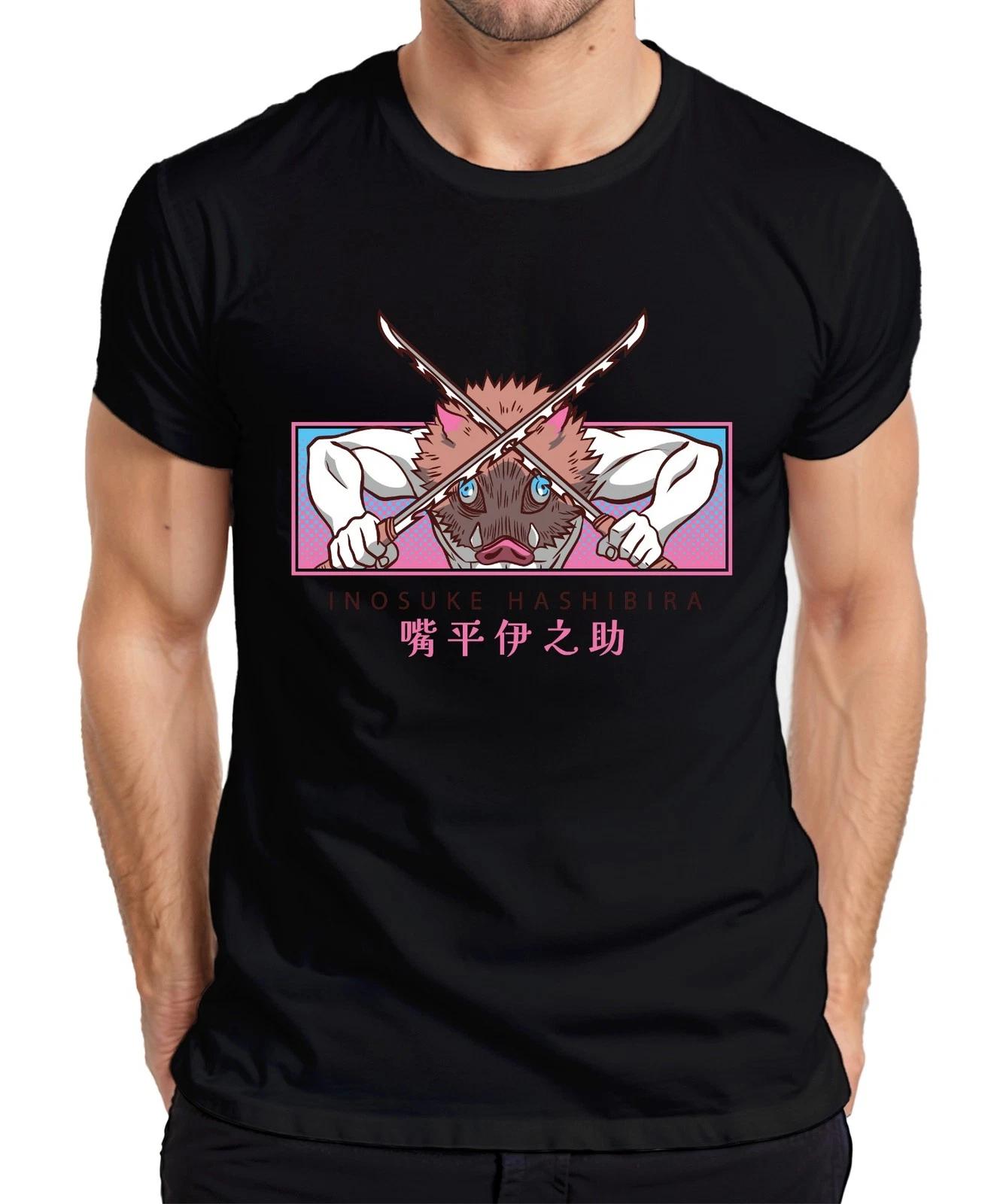 Inosuke Hashibira Ebermaske Gekreuzte Schwerter Kimetsu Geschenk Herren T-Shirt L
