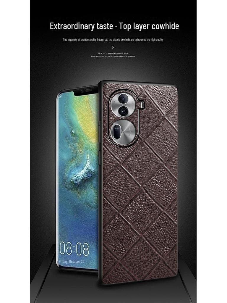 OPPO Reno6/Reno6 Pro+ Cowhide Diamond Pattern Leather Protective Case