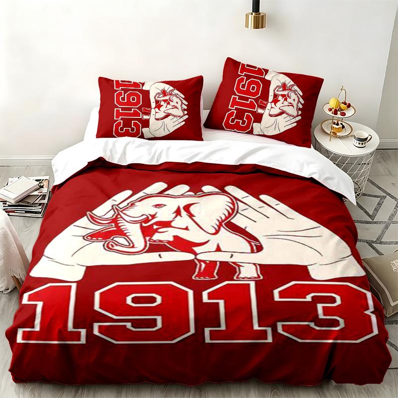 Delta Sigma Theta 1913 3pc set Perfect for bedroom use Comfortable bedding set includes a duvet cover and two pillowcases Ideal birthday or Christmas 