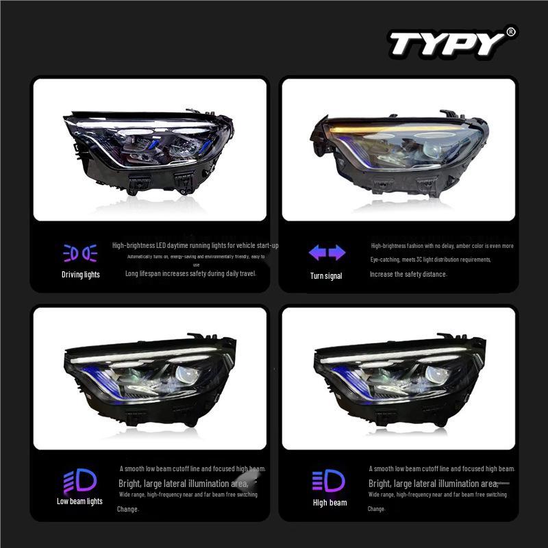 Mercedes-Benz GLC W254 LED Projector Headlight Assembly (23-25) - High-End Daytime Running Lights & Turn Signals