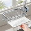 Kitchen Faucet Organizer Multifunctional Rustproof Sponge Dish Soap Brush Sink Caddy Holder with Drip Tray