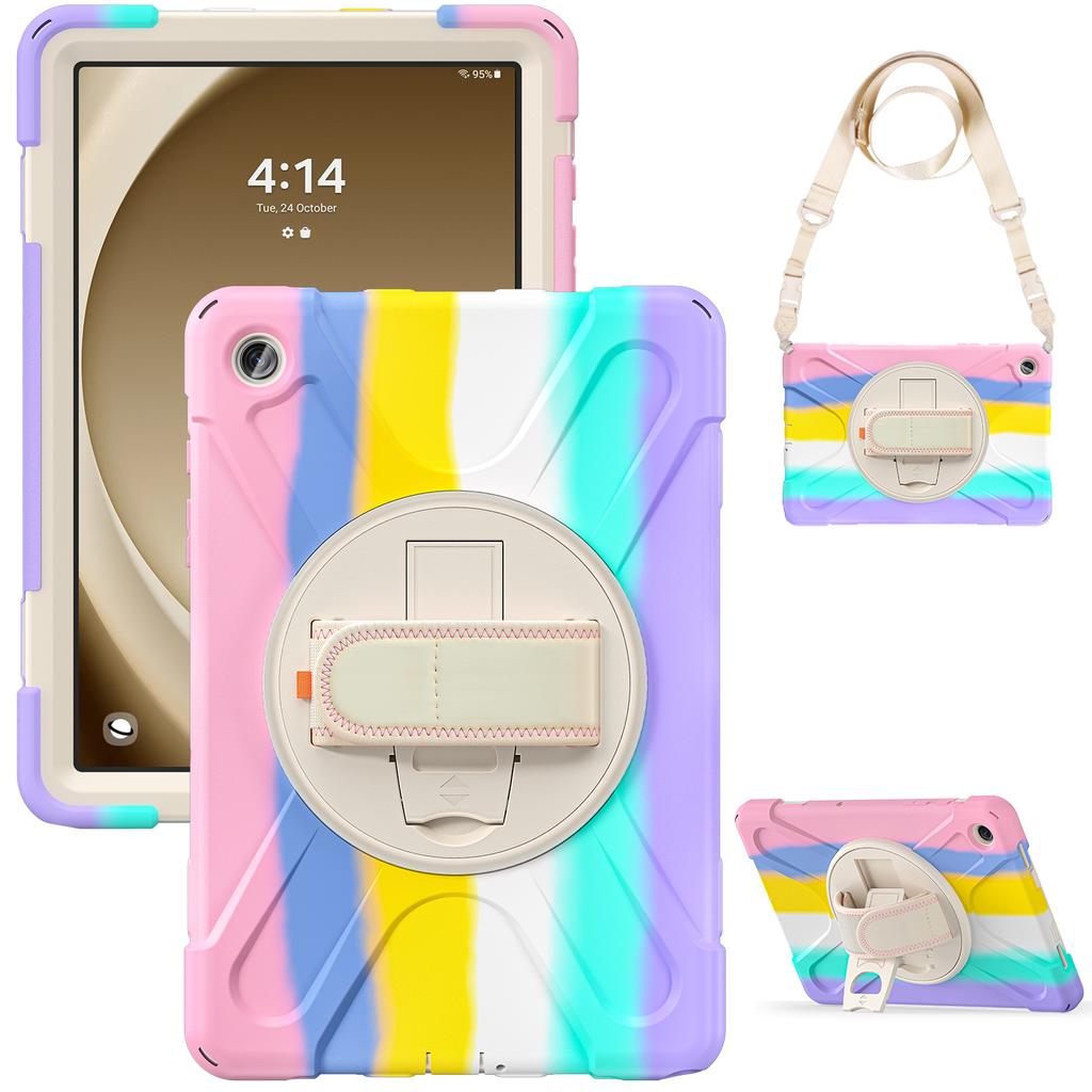 Rugged Case for Samsung Galaxy Tab A9 Plus 2023 11.0 Inch SM-X210 X215 X216B 360 Rotating Stand Cover with Hand & Shoulder Strap