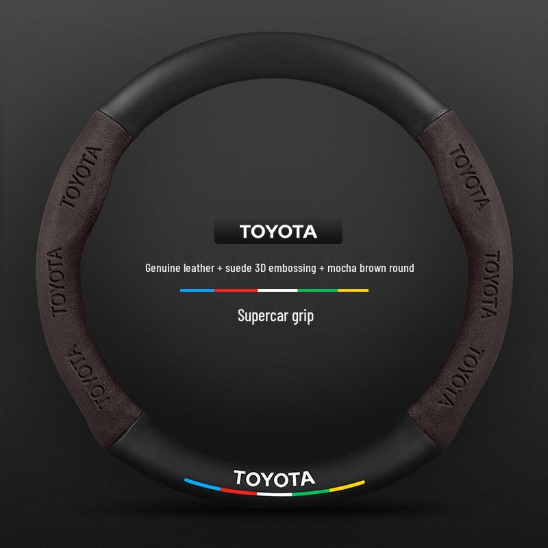 Protiskluzový kožený potah volantu z uhlíkových vláken pro Toyota Prado