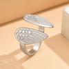 Cross-Border Fashion Angel Wings Stainless Steel Feather Ring - Elegant, Symmetrical, and Adjustable Versatile Jewelry
