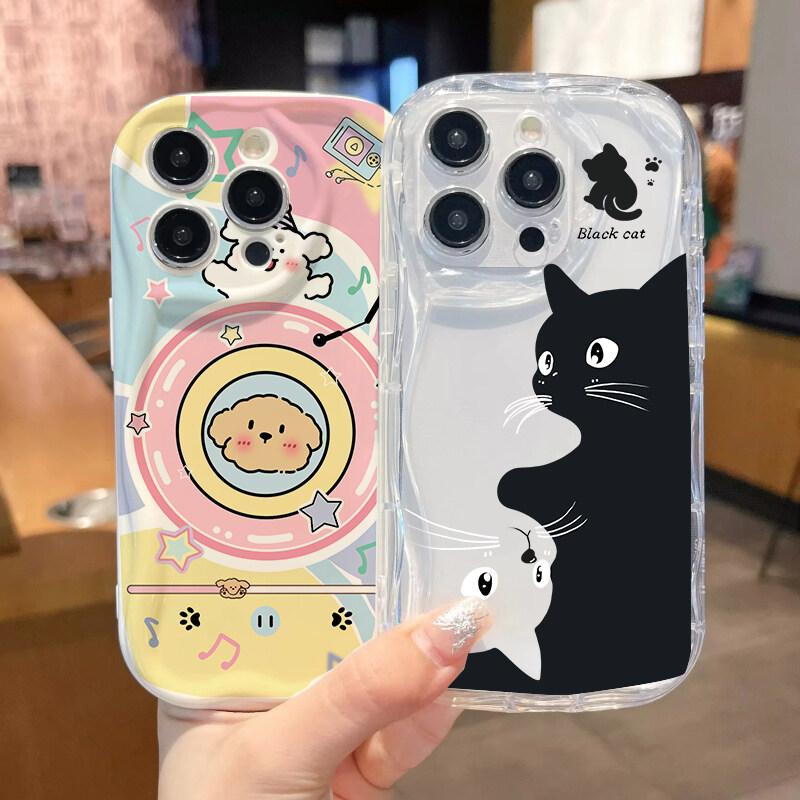 Cute Creative Music Cat Case for OPPO Reno 13F 12F 11F 13 12 11 8 Pro 5G 7 4G 5 6 Lite A57 A58 A77 A78 A79 5G A38 A18 Wave Cover