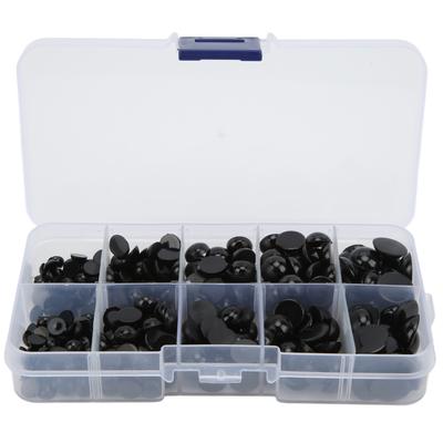 360Pcs Black Round Doll Eyes Multi Sizes Convenient Resin Flat Back Durable Sturdy Toy Eyes
