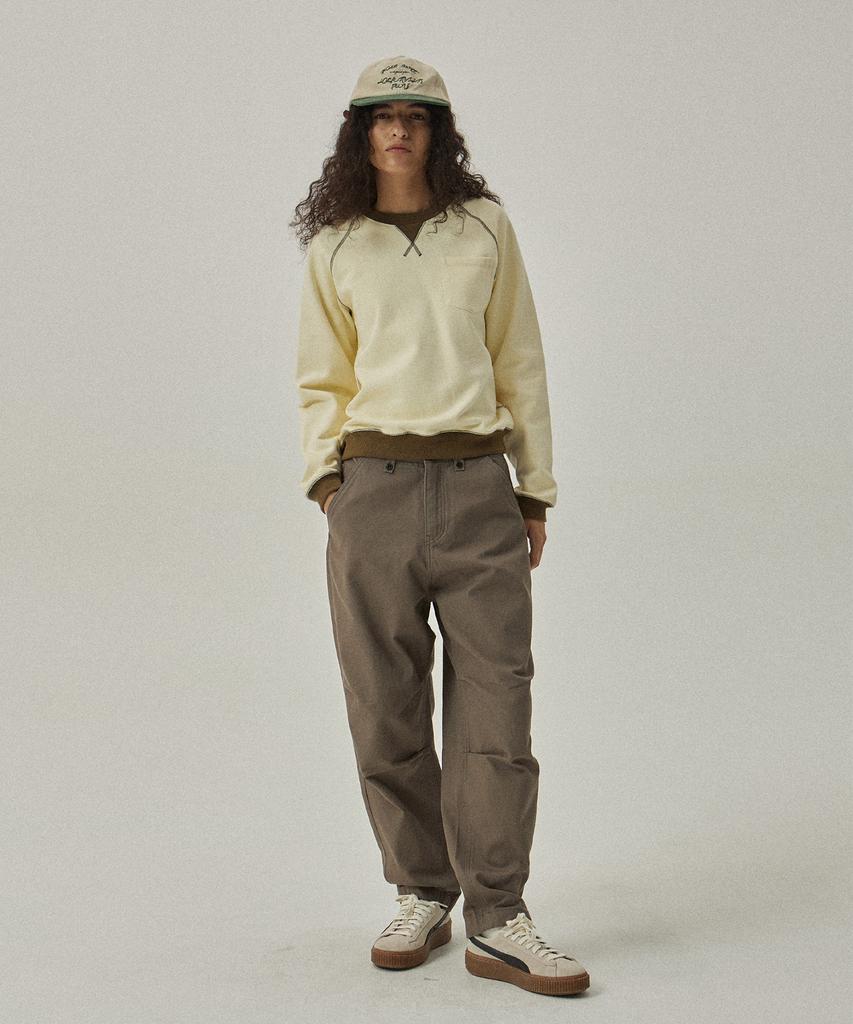 MAGOODGAN Akarit 3412 Brushed Standard Fit Cream Contrast Crew Neck Sweatshirt