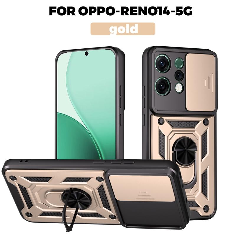 Armor Magnetic Ring Bracket Case For OPPO Reno 14 Pro 14F 5G Slide Lens Protector Cover for Reno14 Reno14F Funda